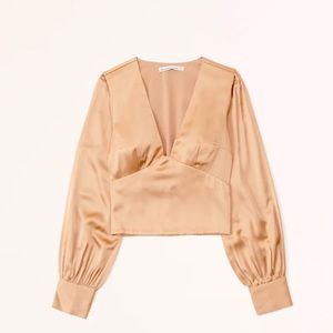 New with Tags Long-Sleeve Satin Puff Sleeve Top